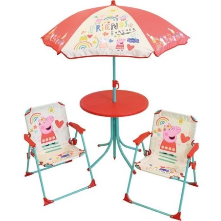 FUN HOUSE Peppa Pig Salon de jardin - 1 table H.46xø46cm, 2 chaises H