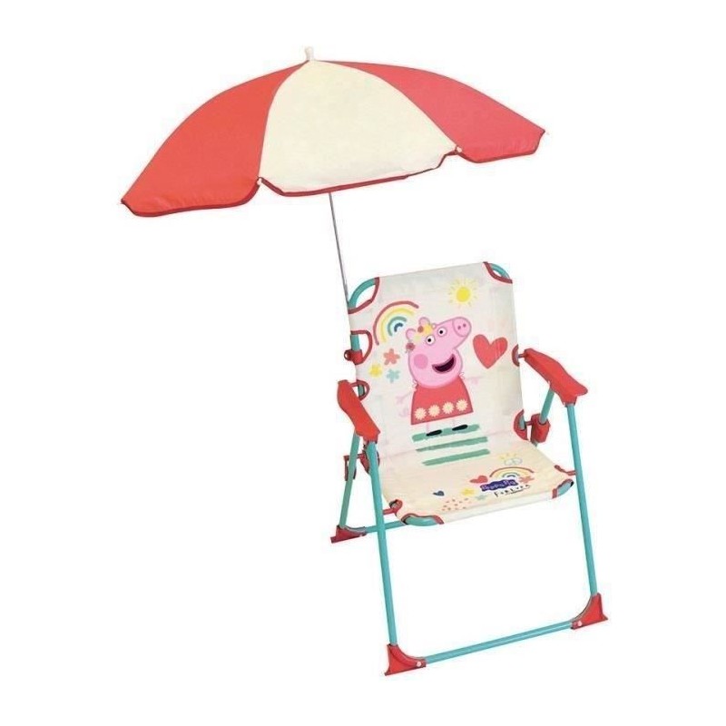 FUN HOUSE Peppa Pig Chaise pliante camping avec parasol - H.38.5 xl.38