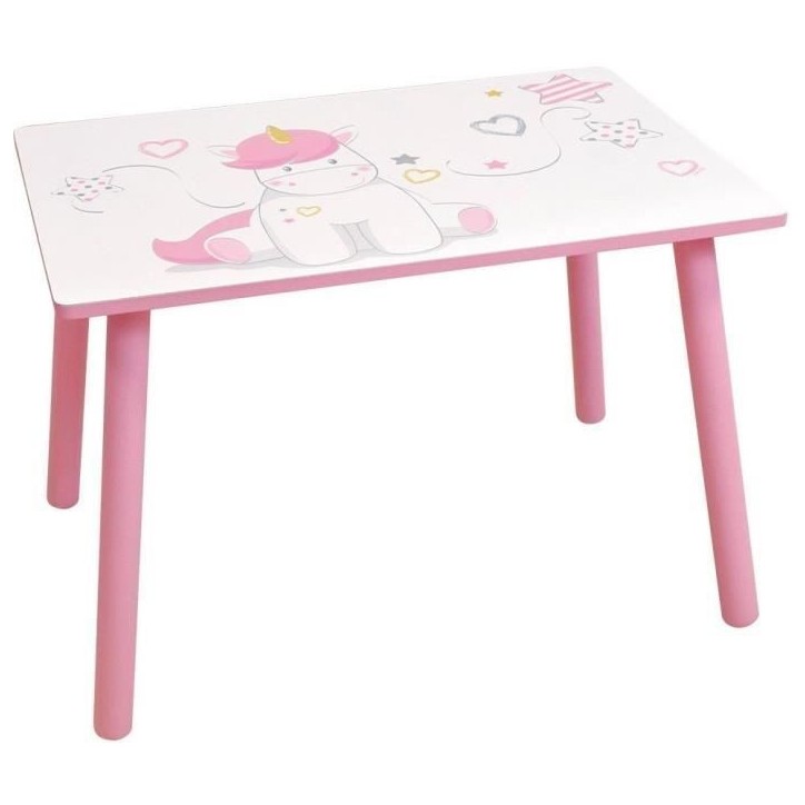 FUN HOUSE - Table licorne h 41,5 cm x l 61 cm x p 42 cm avec une chaise h 49,5 cm x l 31 cm x p 31,5 cm pour enfant FUN HOUSE - Table licorne h 41,5 cm x l 61 cm x p 42 cm avec une chaise h 49,5 cm x l 31 cm x p 31,5 cm pour enfant