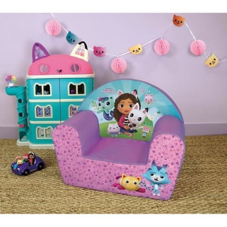 Fauteuil club enfant GABBY ET LA MAISON MAGIQUE - Fun House - Rose - L.52 x P.33 x H.42 cm