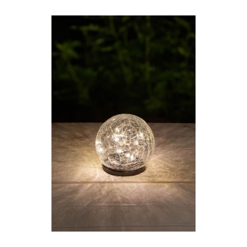 Sphere solaire GALIX - Effet verre brisé - Ø 10 cm - 15 LED blanches Sphere solaire GALIX - Effet verre brisé - Ø 10 cm - 15 LED blanches