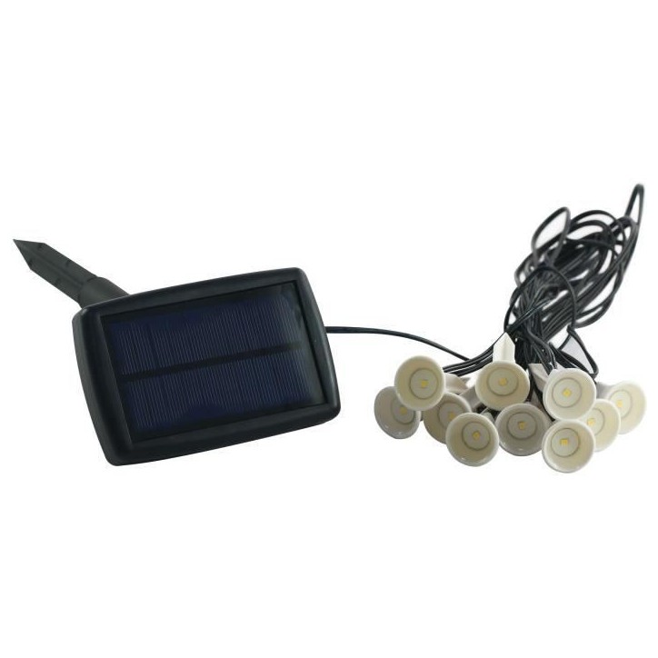 Guirlande solaire a planter 10 LED blanches - GALIX - 5m - 0,5W - 100 Lumens - 8h d'éclairage Guirlande solaire a planter 10 LED blanches - GALIX - 5m - 0,5W - 100 Lumens - 8h d'éclairage