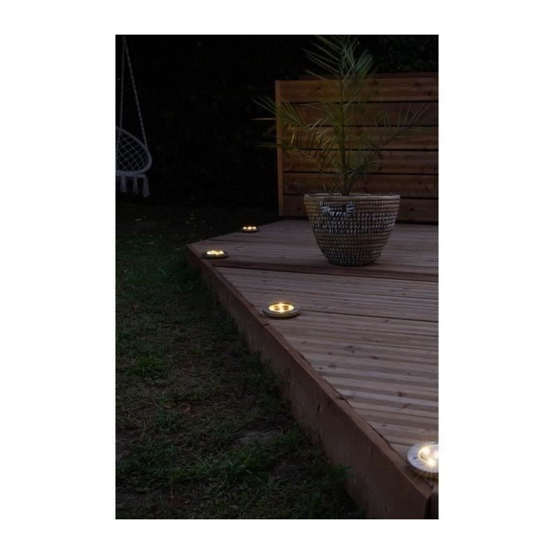 GALIX Lot de 3 spots encastrables a énergie solaire en inox GALIX Lot de 3 spots encastrables a énergie solaire en inox