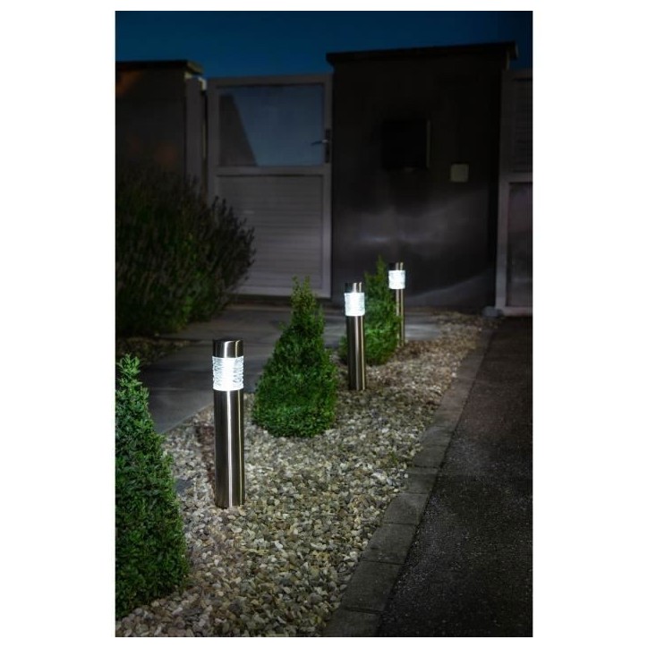 Borne solaire inox - GALIX - 0,13W - 10 Lumens - 8h d'éclairage - 1 LED blanche