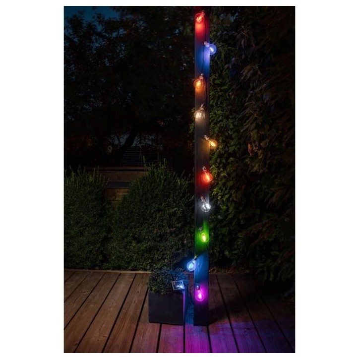 Guirlande solaire guinguette GALIX - 10 LED multicolores a filament - Extérieur Guirlande solaire guinguette GALIX - 10 LED multicolores a filament - Extérieur