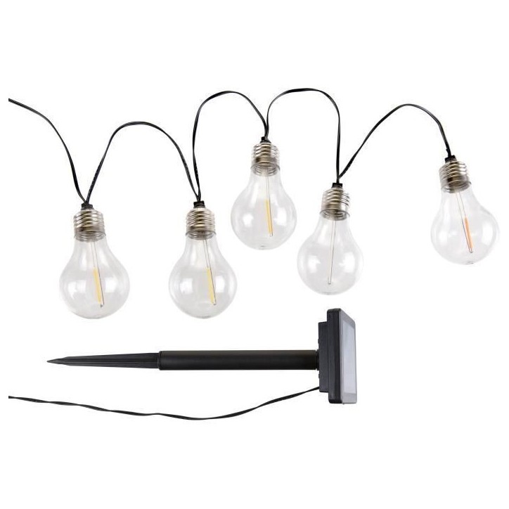 Guirlande solaire guinguette GALIX - 10 LED multicolores a filament - Extérieur Guirlande solaire guinguette GALIX - 10 LED multicolores a filament - Extérieur