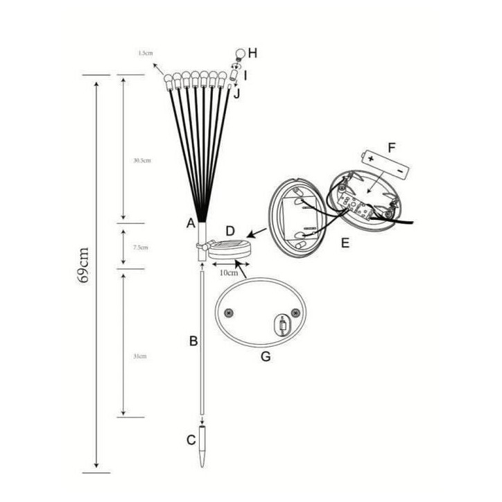 Decoration lumineuse solaire GALIX G4435 - Forme Bouquet - 8 LED - H69cm Decoration lumineuse solaire GALIX G4435 - Forme Bouquet - 8 LED - H69cm