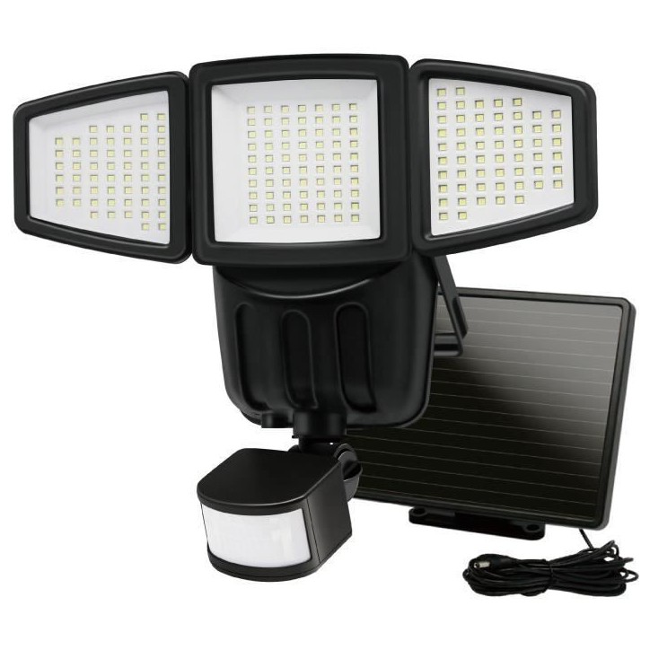 Projecteur Solaire 3 Tetes GALIX G4442 - 1500 Lumens - 182 LED SMD - Mode AUTO ou Marche Forcée Projecteur Solaire 3 Tetes GALIX G4442 - 1500 Lumens - 182 LED SMD - Mode AUTO ou Marche Forcée