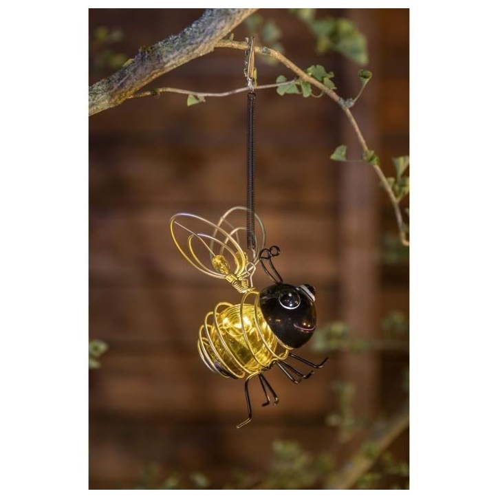Lampe solaire Abeille - GALIX - 4 LED blanches - 8 heures d'éclairage - Métal et verre Lampe solaire Abeille - GALIX - 4 LED blanches - 8 heures d'éclairage - Métal et verre