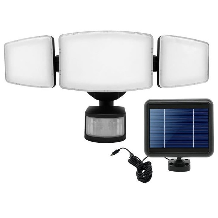 Spot solaire a 3 tetes tres éclairante avec détecteur de présence - 1000LM - GALIX Spot solaire a 3 tetes tres éclairante avec détecteur de présence - 1000LM - GALIX
