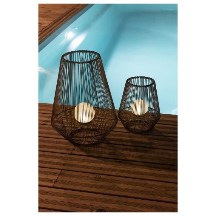 Lanterne solaire décorative boule perlée - GALIX - H30 - 10 Lumens - 8 heures d'éclairage