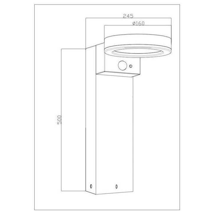 Borne solaire - GALIX - G4590B - Tres éclairante - Inox (option Applique) avec détecteur - H50 cm - 1000 Lumens Borne solaire - GALIX - G4590B - Tres éclairante - Inox (option Applique) avec détecteur - H50 cm - 1000 Lumens