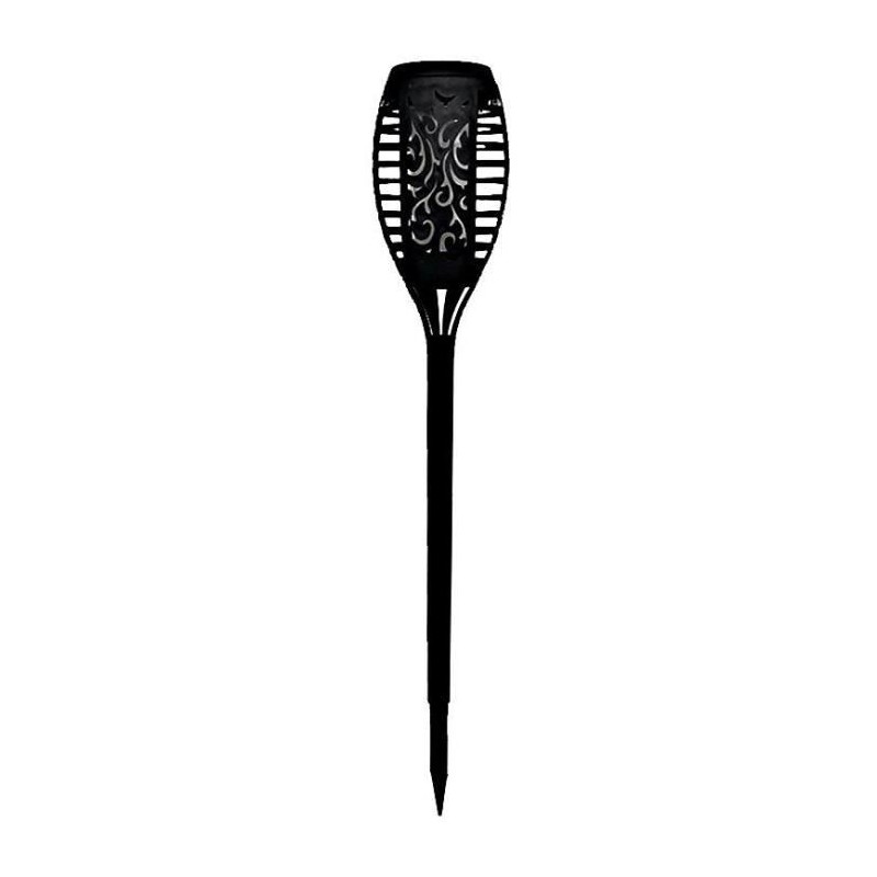 Torche solaire en résine 12 LED ambrée vacillantes Ø 7,3cm H47cm - Torche solaire en résine 12 LED ambrée vacillantes Ø 7,3cm H47cm -