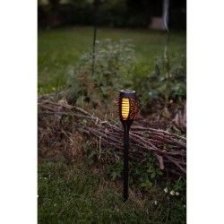 Torche solaire en résine 12 LED ambrée vacillantes Ø 7,3cm H47cm -