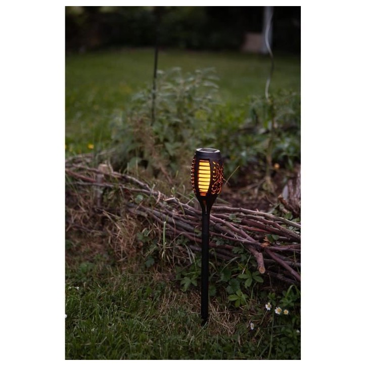Torche solaire en résine 12 LED ambrée vacillantes Ø 7,3cm H47cm - GALIX Torche solaire en résine 12 LED ambrée vacillantes Ø 7,3cm H47cm - GALIX