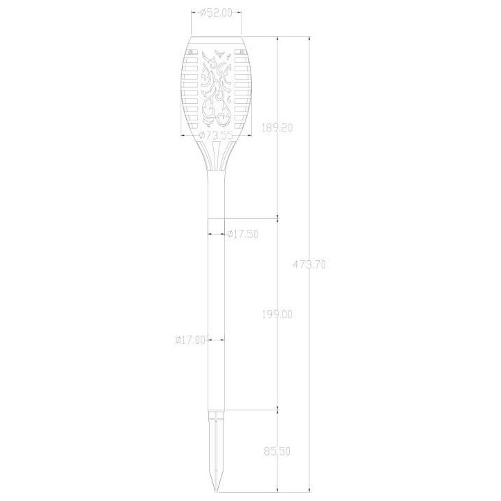 Torche solaire en résine 12 LED ambrée vacillantes Ø 7,3cm H47cm - GALIX Torche solaire en résine 12 LED ambrée vacillantes Ø 7,3cm H47cm - GALIX