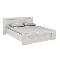 Lit adulte EDEN 160X200 cm - Bois et chene blanchi - 1 tiroir + 6 nich