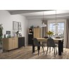 Buffet L180 x P40 x H81 cm - TRUST - Chene / Noir - 4 portes - 1 tiroi