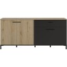 Buffet L180 x P40 x H81 cm - TRUST - Chene / Noir - 4 portes - 1 tiroi