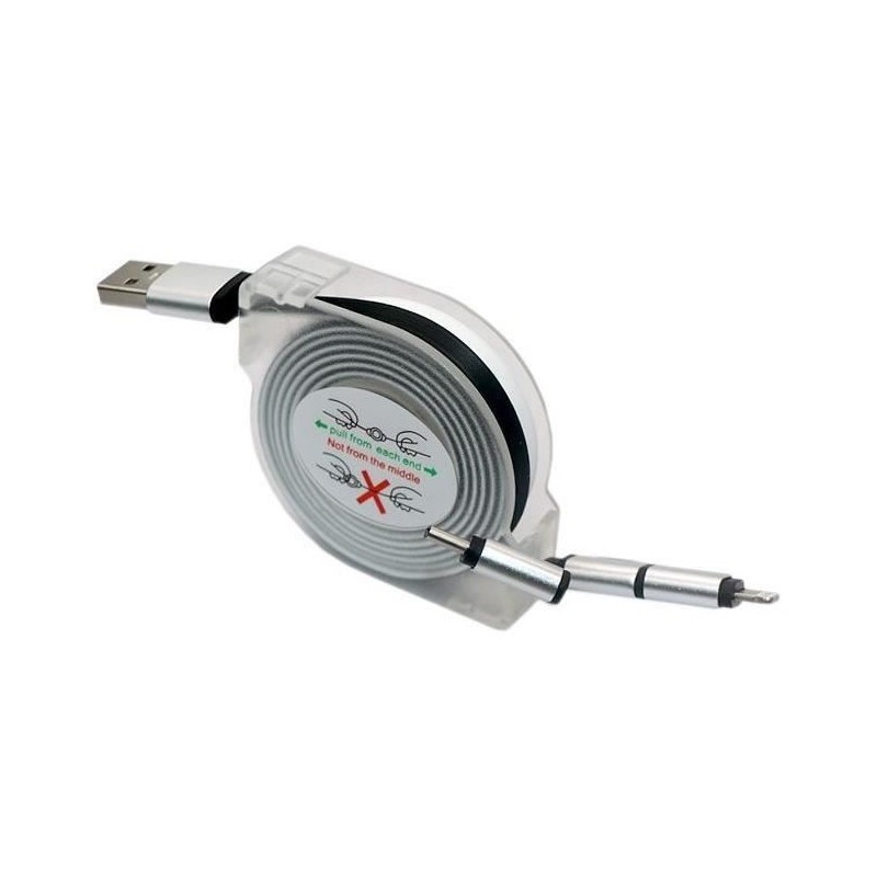 Enrouleur de câble USB - GAO - 3-en-1, 2m, charge rapide Enrouleur de câble USB - GAO - 3-en-1, 2m, charge rapide