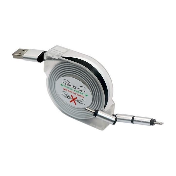 Enrouleur de câble USB - GAO - 3-en-1, 2m, charge rapide Enrouleur de câble USB - GAO - 3-en-1, 2m, charge rapide