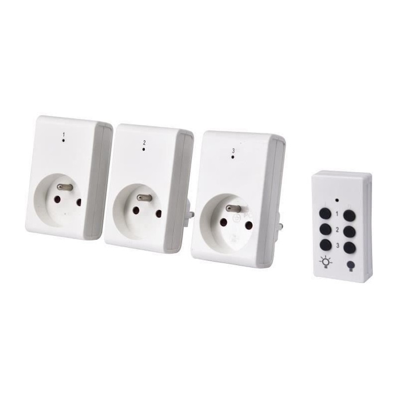 Kit 3 Prises télécommandées + Télécommande - GAO - 230 V - Blanc
