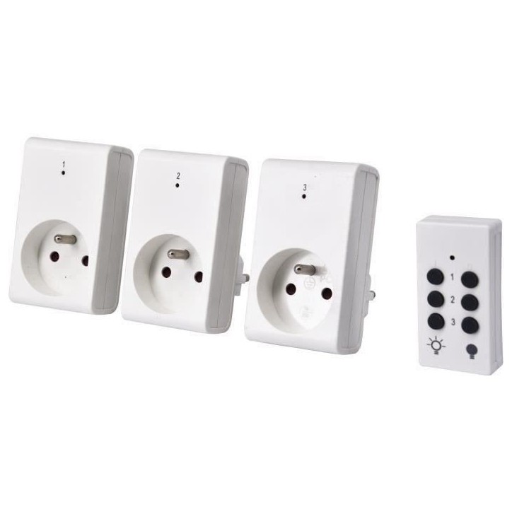 Kit 3 Prises télécommandées + Télécommande - GAO - 230 V - Blanc Kit 3 Prises télécommandées + Télécommande - GAO - 230 V - Blanc