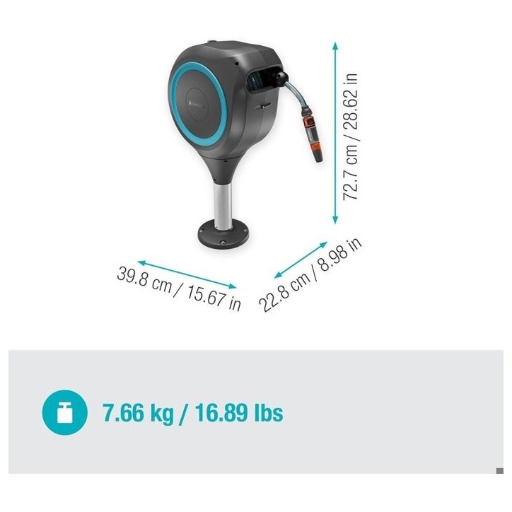 Dévidoir automatique pour terrasse - GARDENA - RollUp S - Bleu - Longueur 15 m - Tuyau 13 mm Dévidoir automatique pour terrasse - GARDENA - RollUp S - Bleu - Longueur 15 m - Tuyau 13 mm