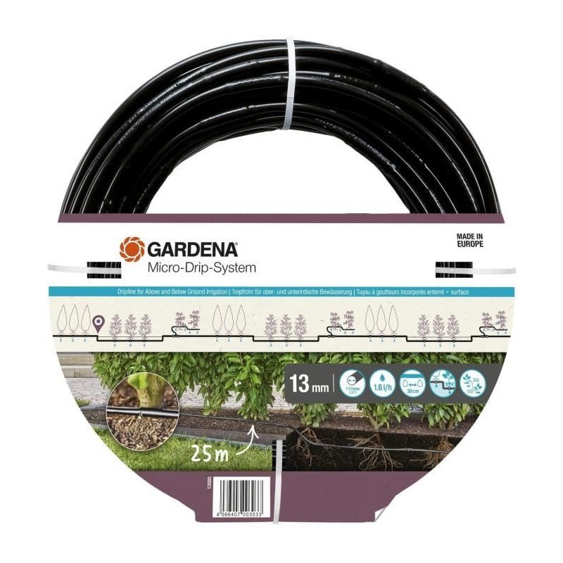 Extension de tuyau a goutteurs incorporés - GARDENA - 25 m - Enterré Extension de tuyau a goutteurs incorporés - GARDENA - 25 m - Enterré