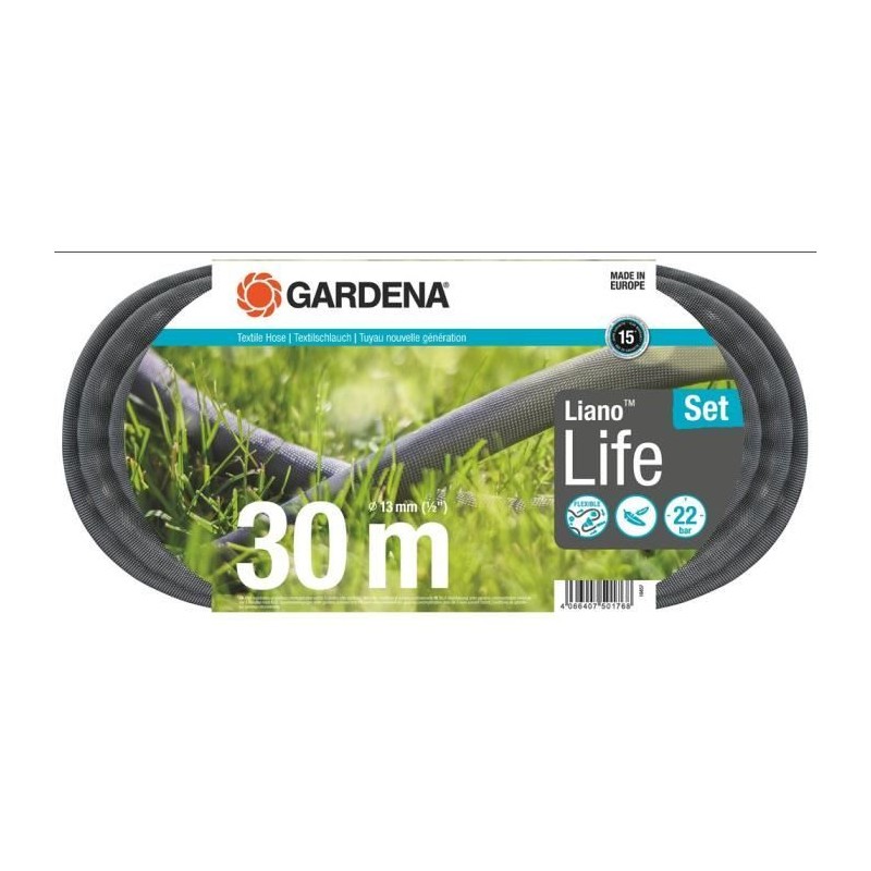 Kit tuyau Liano™Life 30m - GARDENA - Résistance a la pression : 22 Kit tuyau Liano™Life 30m - GARDENA - Résistance a la pression : 22
