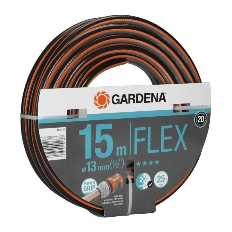 Tuyau d'arrosage Comfort FLEX - GARDENA - 15m - Ø13mm - Anti-noeud et Tuyau d'arrosage Comfort FLEX - GARDENA - 15m - Ø13mm - Anti-noeud et
