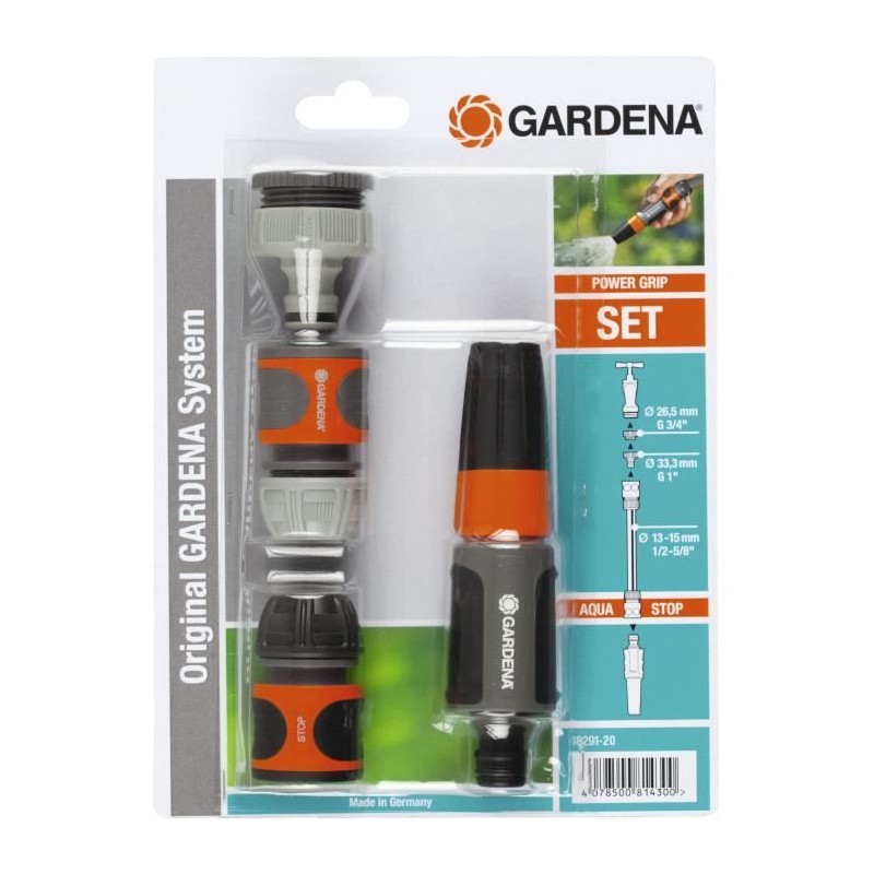 GARDENA Nécessaire de base –Adapté tuyau Ø13mm et Ø15mm –Compa
