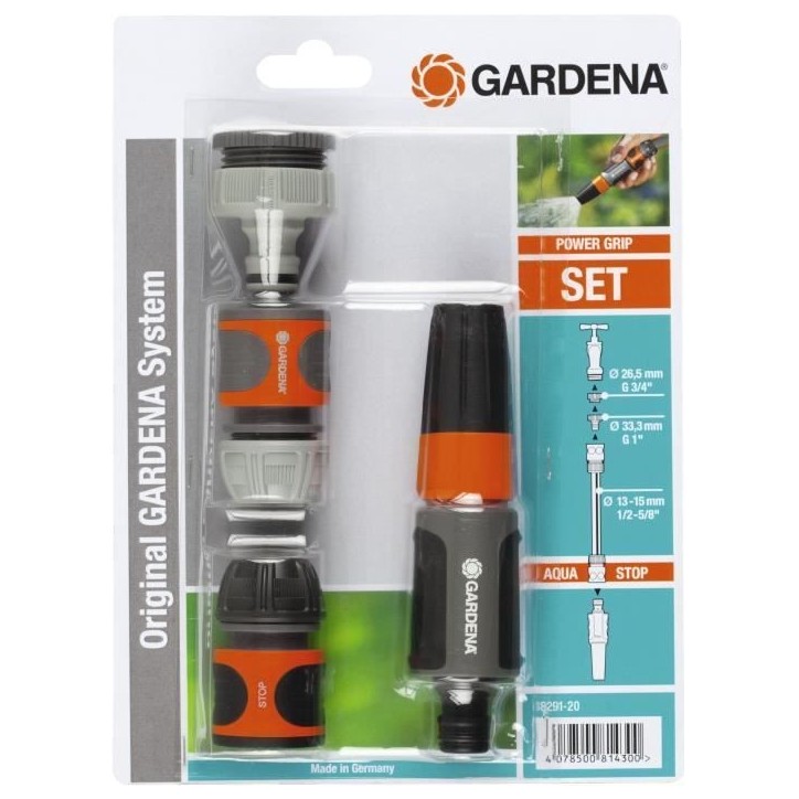 GARDENA Nécessaire de base –Adapté tuyau Ø13mm et Ø15mm –Compatibilité Original GARDENA System –Kit complet– Garant