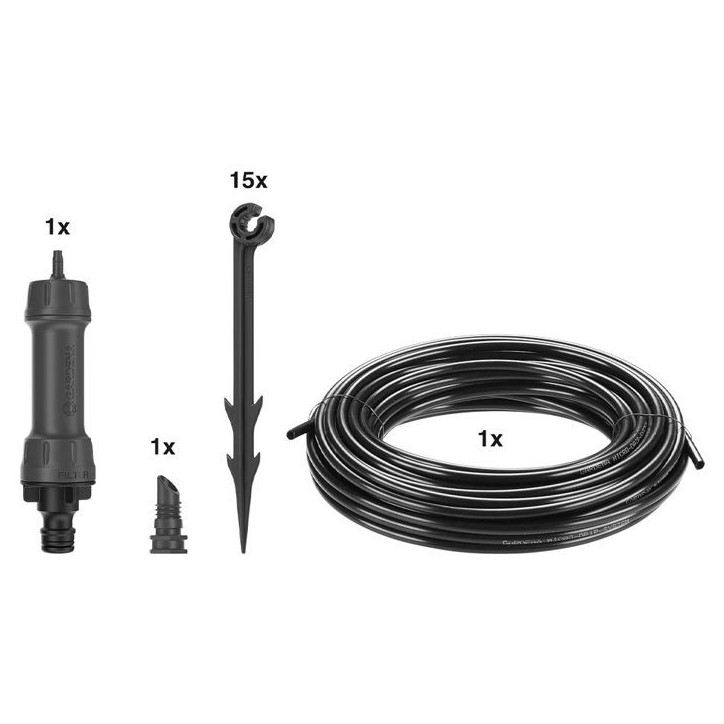 GARDENA Kit complet arrosage goutte-a-goutte taille S Micro-Drip – Arrosage ligne 100m max – Systeme auto-nettoyant - (13010 GARDENA Kit complet arrosage goutte-a-goutte taille S Micro-Drip – Arrosage ligne 100m max – Systeme auto-nettoyant - (13010
