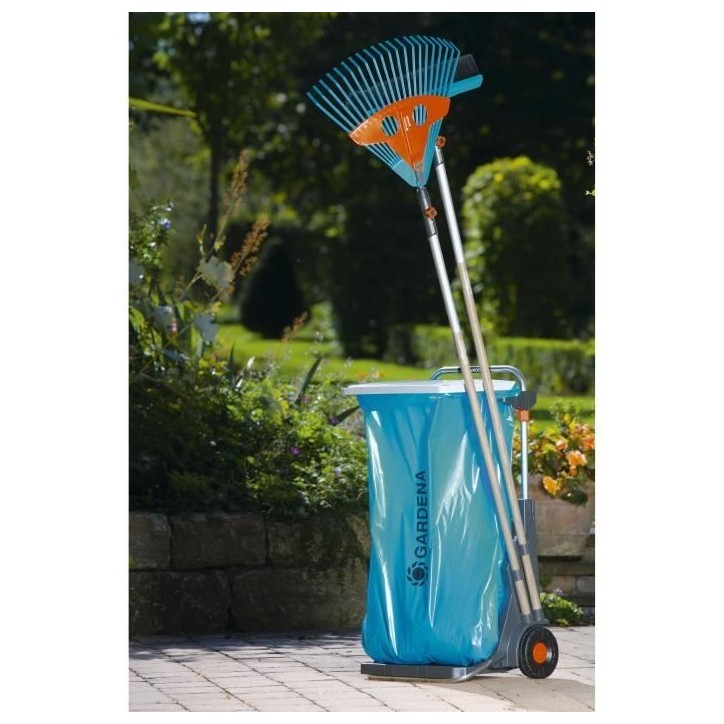 Chariot de jardin mobile GARDENA - Armature métallique - Hauteur de sac réglable - 70kg max - Bleu Chariot de jardin mobile GARDENA - Armature métallique - Hauteur de sac réglable - 70kg max - Bleu