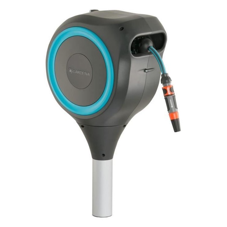 Dévidoir automatique sur pic RollUp S 15 m - GARDENA - Liseret bleu - Enroulement automatique du tuyau Dévidoir automatique sur pic RollUp S 15 m - GARDENA - Liseret bleu - Enroulement automatique du tuyau