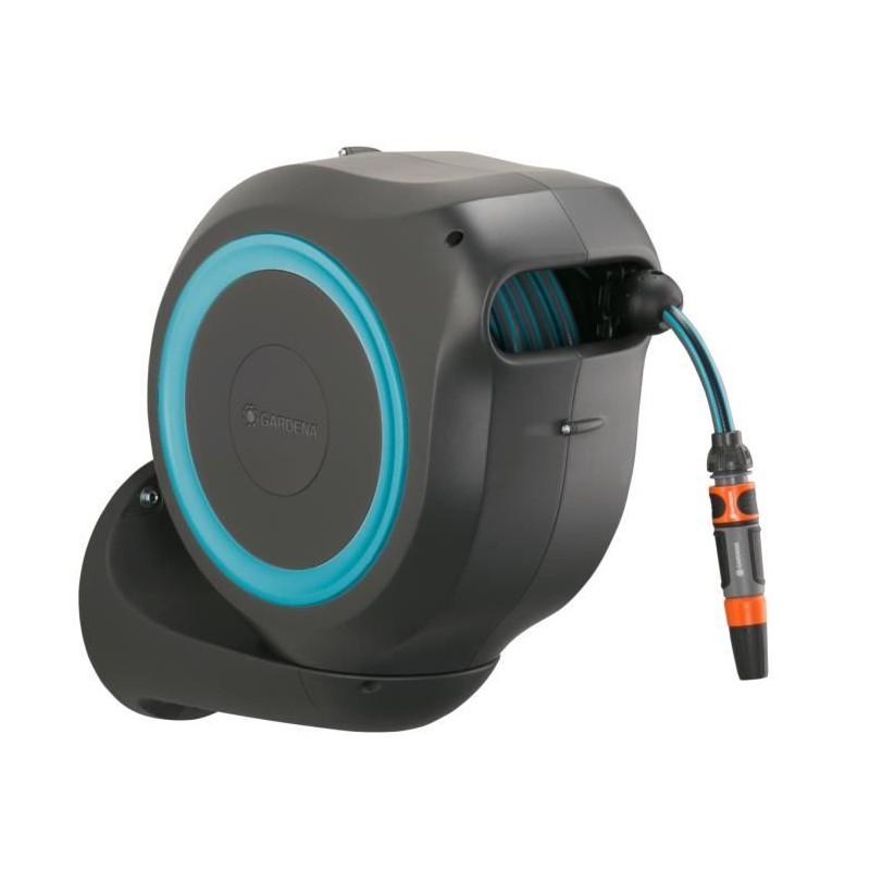 Dévidoir automatique mural RollUp M 20 m - GARDENA - Liseret bleu - E