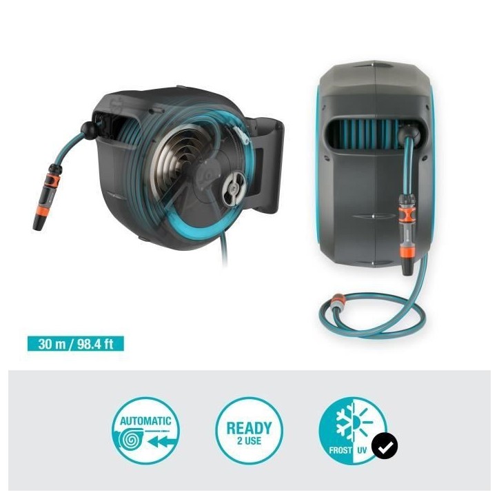Dévidoir automatique mural RollUp L GARDENA - Longueur 30m - Ø13mm - Kit complet - Garantie 5 ans Dévidoir automatique mural RollUp L GARDENA - Longueur 30m - Ø13mm - Kit complet - Garantie 5 ans