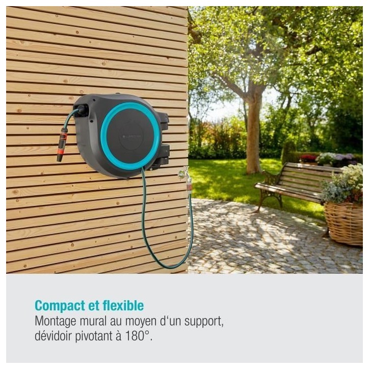 Dévidoir automatique mural RollUp L GARDENA - Longueur 30m - Ø13mm - Kit complet - Garantie 5 ans Dévidoir automatique mural RollUp L GARDENA - Longueur 30m - Ø13mm - Kit complet - Garantie 5 ans