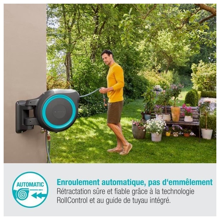 Dévidoir automatique mural RollUp L GARDENA - Longueur 30m - Ø13mm - Kit complet - Garantie 5 ans Dévidoir automatique mural RollUp L GARDENA - Longueur 30m - Ø13mm - Kit complet - Garantie 5 ans