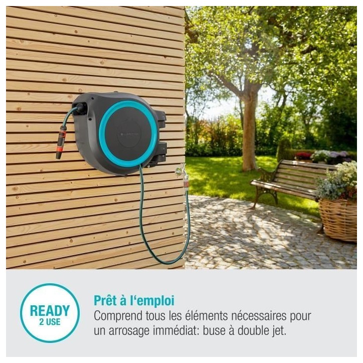 Dévidoir automatique mural RollUp L GARDENA - Longueur 30m - Ø13mm - Kit complet - Garantie 5 ans Dévidoir automatique mural RollUp L GARDENA - Longueur 30m - Ø13mm - Kit complet - Garantie 5 ans