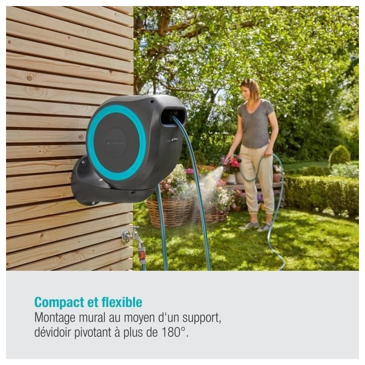 Dévidoir automatique mural jardin 15 m Gardena