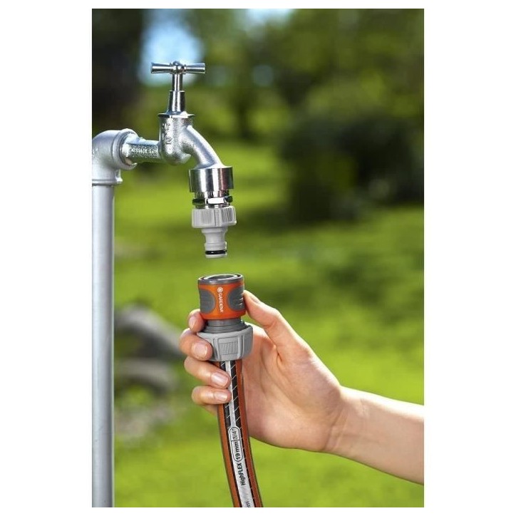 GARDENA raccords rapide et Aquastop Ø19 mm–Pour début et fin de tuyau– Avec l'Original GARDENA System–Résiste au get et GARDENA raccords rapide et Aquastop Ø19 mm–Pour début et fin de tuyau– Avec l'Original GARDENA System–Résiste au get et