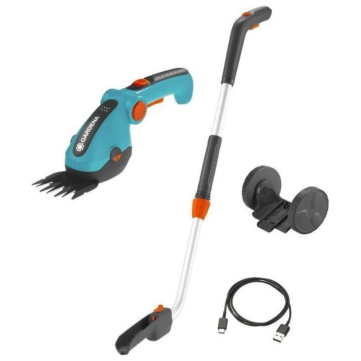 Kit cisaille a gazon ComfortCut Li + manche télescopique + roues - 3,6 V/3,0 Ah - Protection de lames Câble USB-C- 9889-20 Kit cisaille a gazon ComfortCut Li + manche télescopique + roues - 3,6 V/3,0 Ah - Protection de lames Câble USB-C- 9889-20