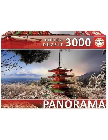 Puzzle panoramique EDUCA 3000 pieces - Mont Fuji et Pagode - Paysage et nature - Rouge
