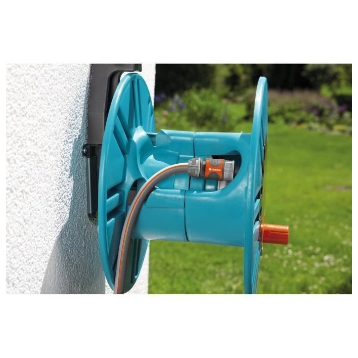 GARDENA Dévidoir mural Classic 60 – Longueur 60m max – Adapté tout diametre – Kit complet pret a l'emploi – Garantie 5