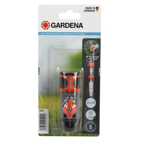 GARDENA Raccord régulateur – Compatible tuyaux Ø13mm & Ø15mm – Réglage débit & pression – Résistant gel – Garantie