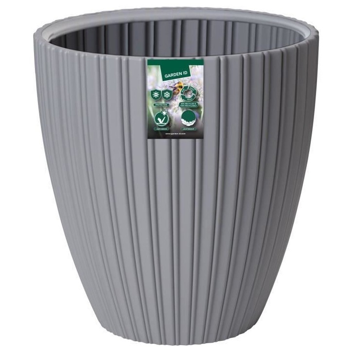 Pot de fleurs - GARDEN ID - Fancy - 40 x 42 cm - Pour jardin, balcons ou intérieurs - Gris clair Pot de fleurs - GARDEN ID - Fancy - 40 x 42 cm - Pour jardin, balcons ou intérieurs - Gris clair