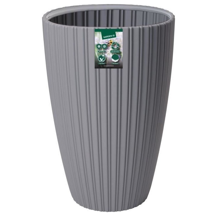 Pot de fleurs - GARDEN ID - Fancy - 40 x 58 cm - Pour jardin, balcons ou intérieurs - Gris clair Pot de fleurs - GARDEN ID - Fancy - 40 x 58 cm - Pour jardin, balcons ou intérieurs - Gris clair