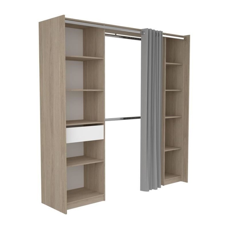 EKIPA - Kit Dressing - 2 Colonnes - 1 tiroirs - 10 étageres - Décor EKIPA - Kit Dressing - 2 Colonnes - 1 tiroirs - 10 étageres - Décor